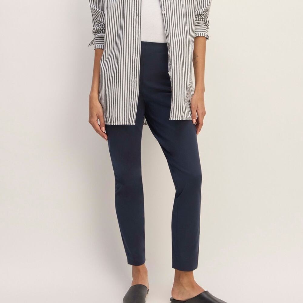 Everlane Navy Blue Side Zip Comfort Ankle Crop Slim Pants Size 6